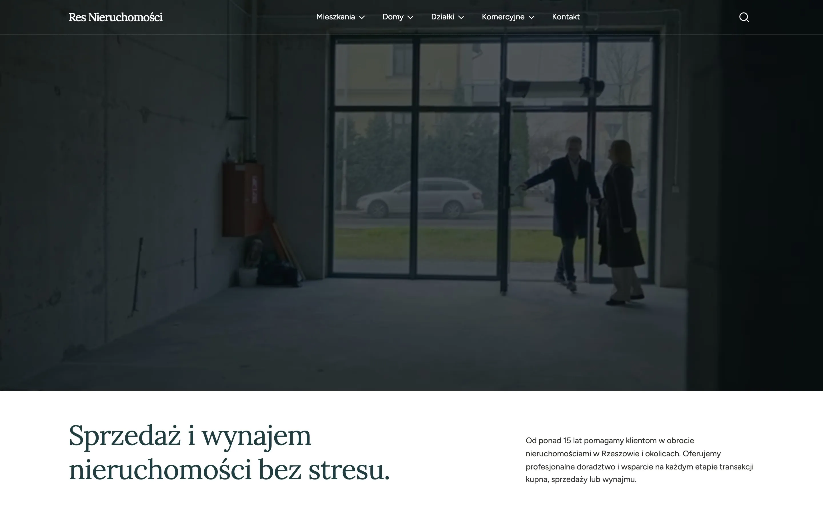 RES Nieruchomości website — desktop view